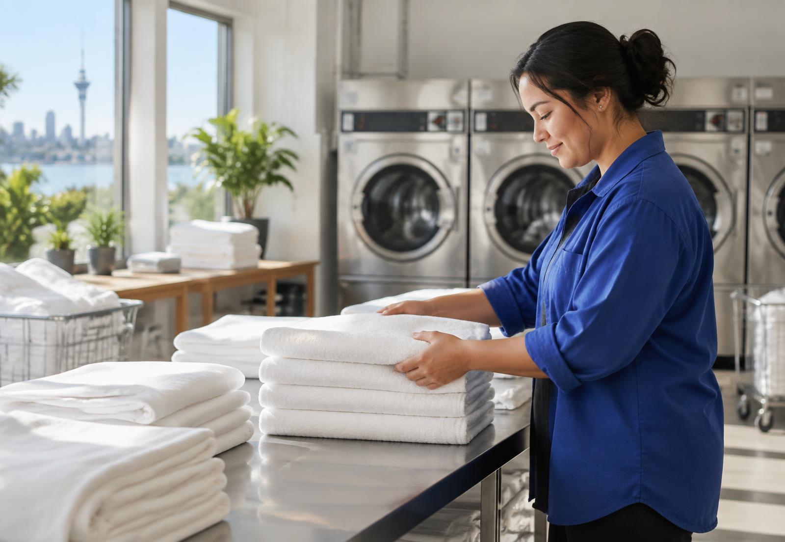 Fresh folded linen illustrating Auckland laundry care